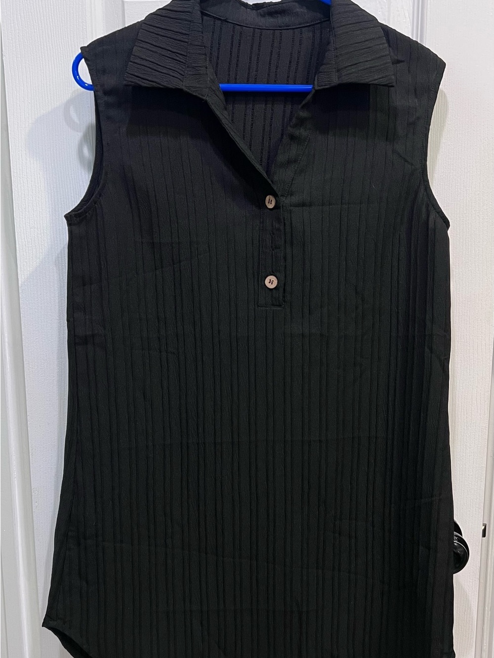 Cupshe Sleeveless Button-Front Black Ribbed Tunic Top - Picture 2 of 7
